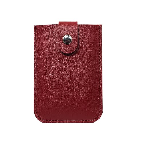 qiyifang Minimalistische Brieftasche – Tragbares, schlankes Kreditkartenetui mit Druckknopf, dünner Kartenhalter für Mitgliedskarten, Ausweise, Groove Wallet, rot, 1 von qiyifang