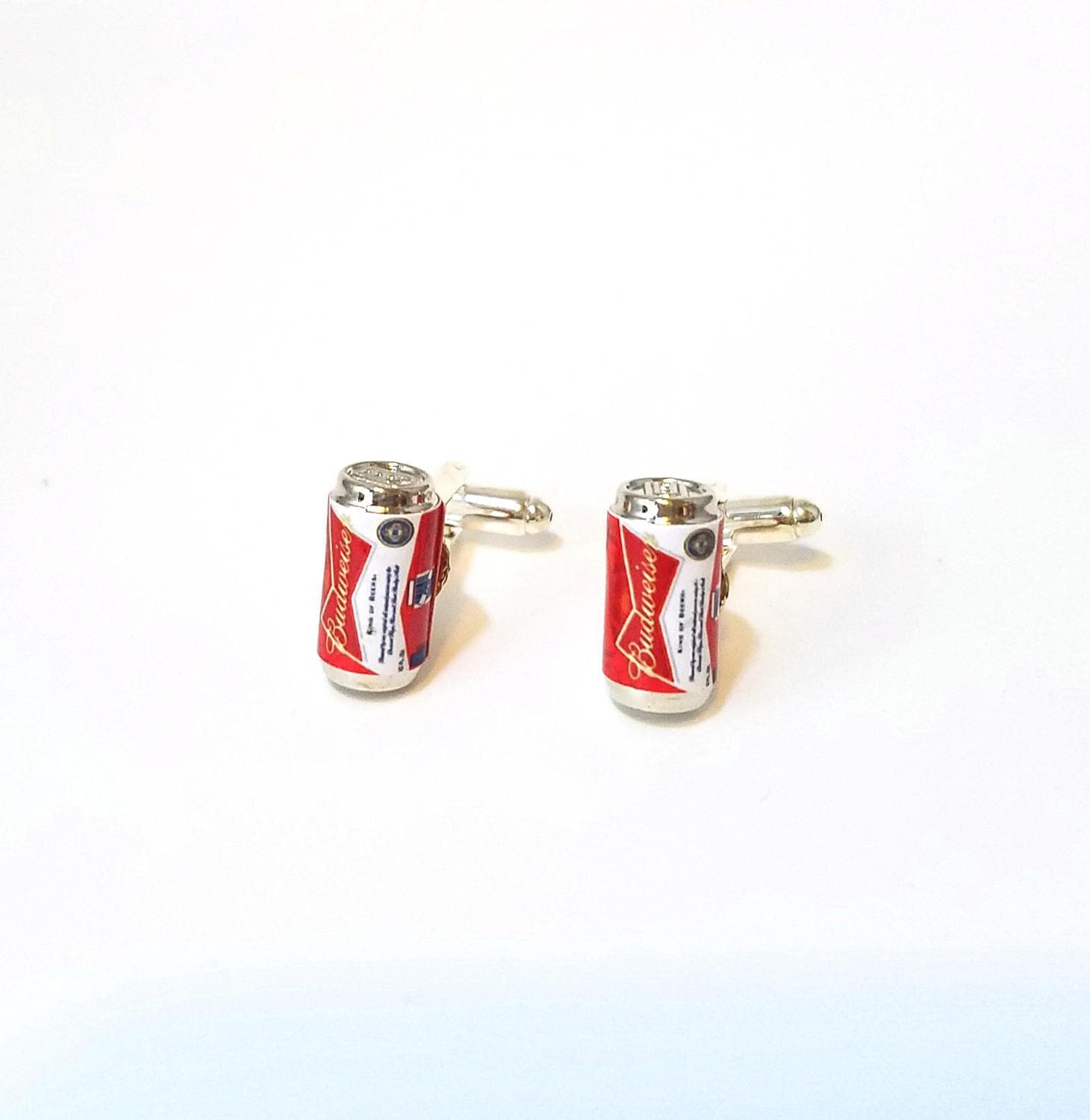 Budweiser Beer Can Manschettenknöpfe-Miniatur Essen Trinken Manschettenknöpfe, Mini-Essen-Schmuck, Mini-Bierdose, Manschettenknöpfe, Getränke von qminishop