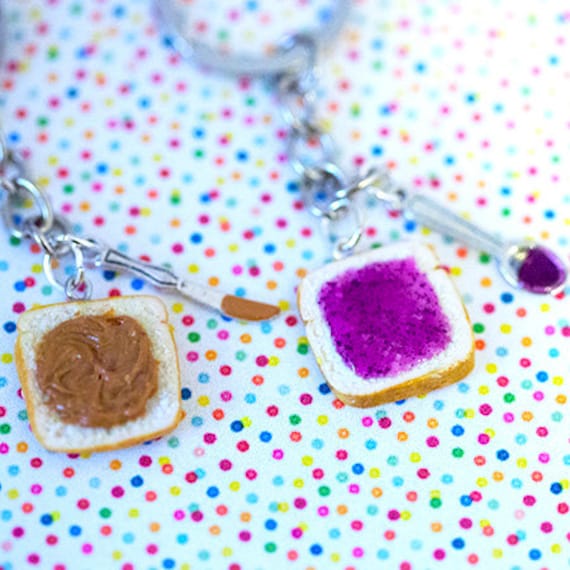 Miniatur Bff Erdnussbutter Traubenqualle Schlüsselanhänger Set Mit Messer Und Löffel - Best Friend Forever von qminishop