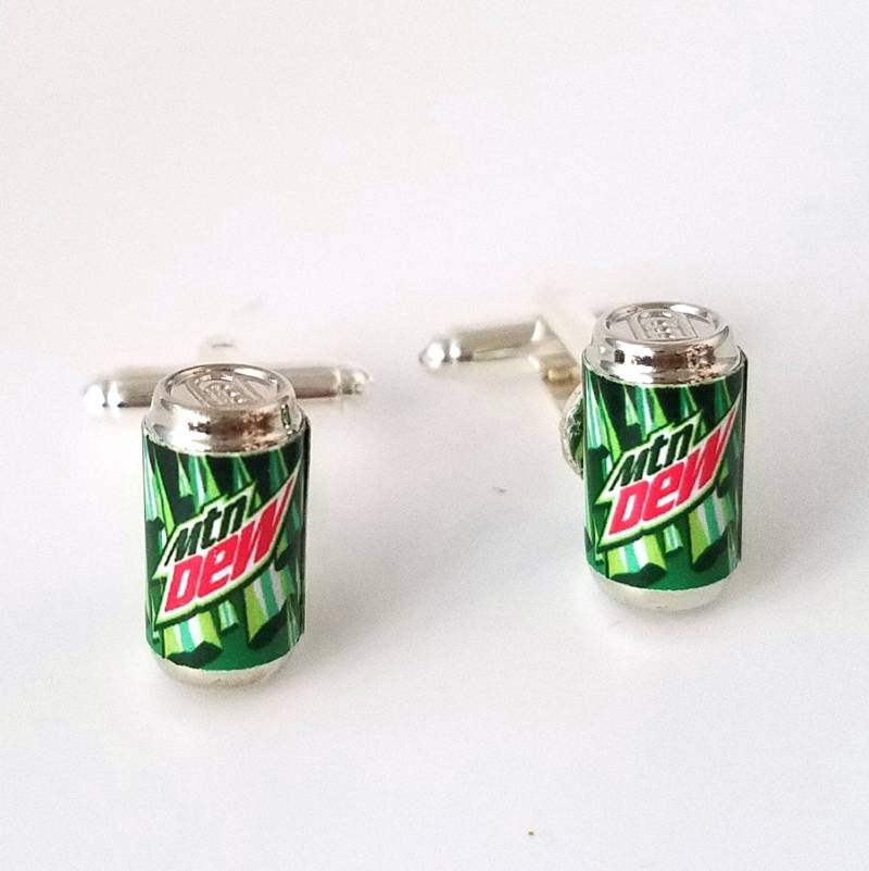 Mountain Dew Soda Can Manschettenknöpfe-Miniatur Essen Trinken Manschettenknöpfe, Mini-Essen-Schmuck, Mini-Soda-Dose, Manschettenknöpfe von qminishop