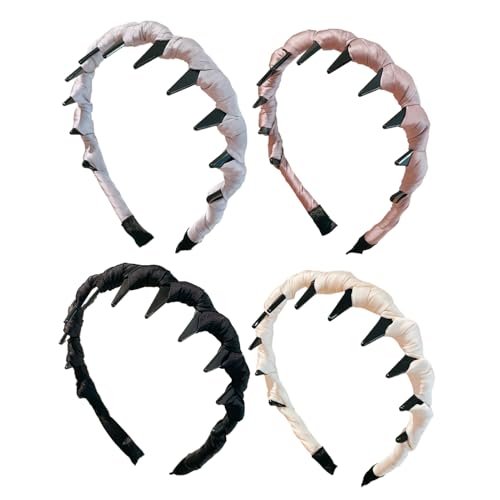 qokeeu Umkehrbares Haarband Mit Zähnen 4 Stück | Haarschmuck,Stylischer Haarschmuck Kopfband Für Damen Hochzeit Geburtstagsfeier von qokeeu