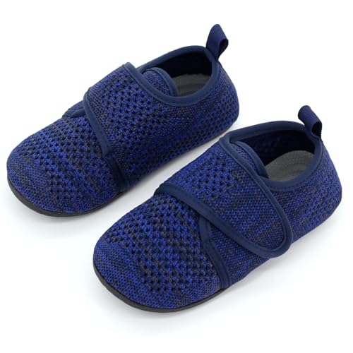 qpyysz Hausschuhe Kinder Junge Mädchen Kinderhausschuhe Turnschläppchen Jungen Barfußschuhe Kindergarten Sommer Pantoffeln Atmungsaktive Rutschfest Lauflernschuhe (blue-200) von qpyysz