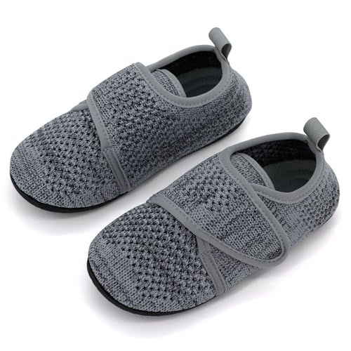 qpyysz Hausschuhe Kinder Junge Mädchen Kinderhausschuhe Turnschläppchen Jungen Barfußschuhe Kindergarten Sommer Pantoffeln Atmungsaktive Rutschfest Lauflernschuhe (gray-200) von qpyysz