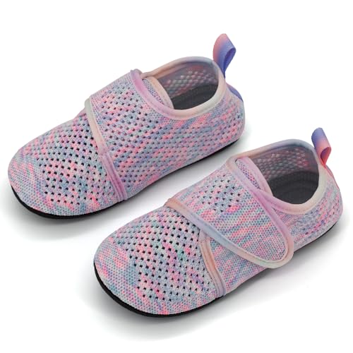 qpyysz Hausschuhe Kinder Junge Mädchen Kinderhausschuhe Turnschläppchen Jungen Barfußschuhe Kindergarten Sommer Pantoffeln Atmungsaktive Rutschfest Lauflernschuhe (pink-190) von qpyysz