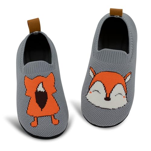 qpyysz Hausschuhe Kinder Junge Mädchen Turnschläppchen Jungen Barfuß Kinder Hausschuhe Einhorn Dino Fuchs Pantoffeln Atmungsaktive Rutschfest Lauflernschuhe von qpyysz