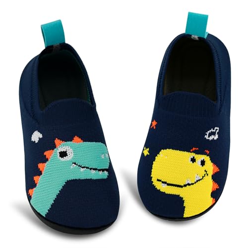 qpyysz Hausschuhe Kinder Junge Mädchen Turnschläppchen Jungen Barfußschuhen Kinder Hausschuhe Einhorn Dino Fuchs Pantoffeln Atmungsaktive Rutschfest Lauflernschuhe von qpyysz