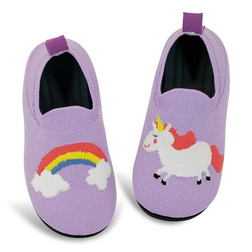 qpyysz Hausschuhe Kinder Junge Mädchen Turnschläppchen Jungen Barfuß Kinder Hausschuhe Einhorn Dino Fuchs Pantoffeln Atmungsaktive Rutschfest Lauflernschuhe von qpyysz