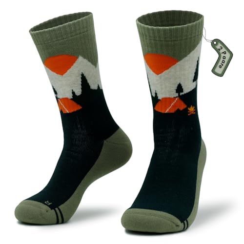 qpyysz Merino Socken Herren Wollsocken Damen Warme Wandersocken Dicke Thermosocken Bunte 2 Paar Kompressionssocken Outdoor Winter Laufsocken (green m) von qpyysz