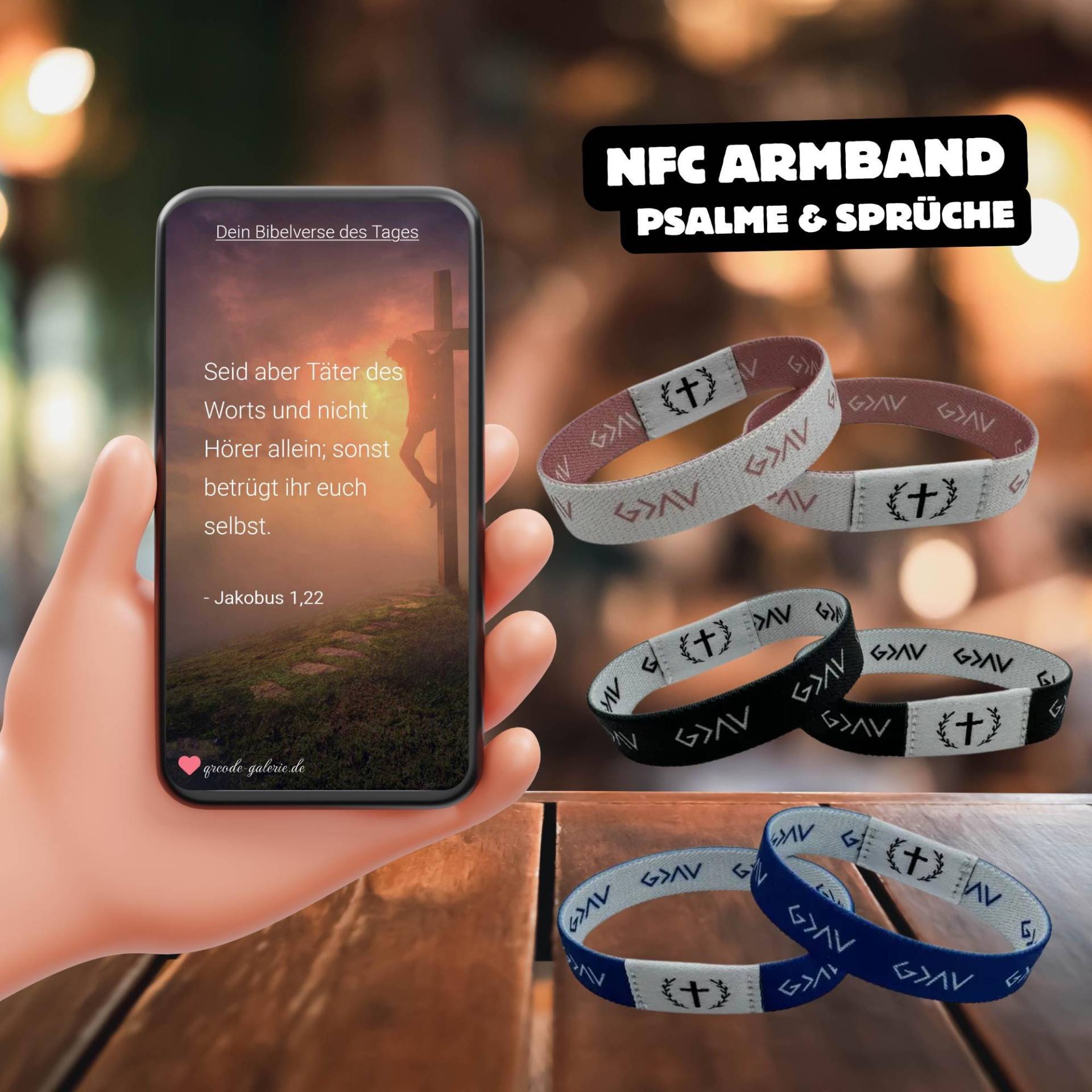 Nfc Armband | Psalme Und Sprüche Taufgeschenk Kommunion Konfirmation von qrcodegalerie