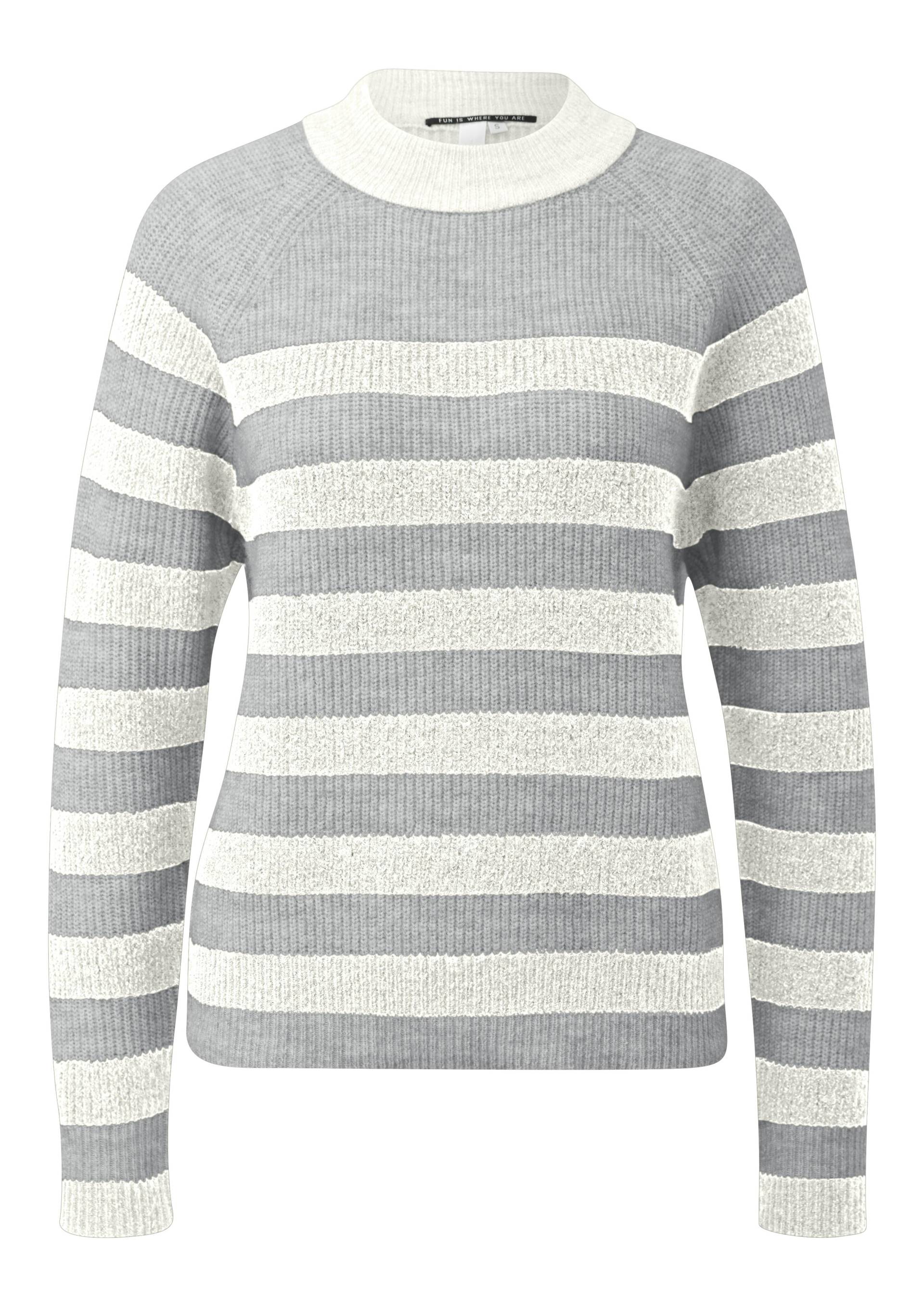 qs - Strickpullover grau|weiß - Gr. - M von qs