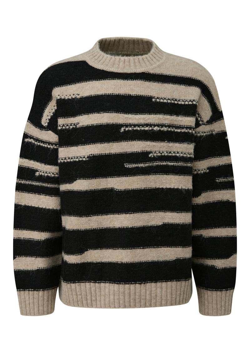 qs - Strickpullover schwarz|beige - Gr. - S von qs