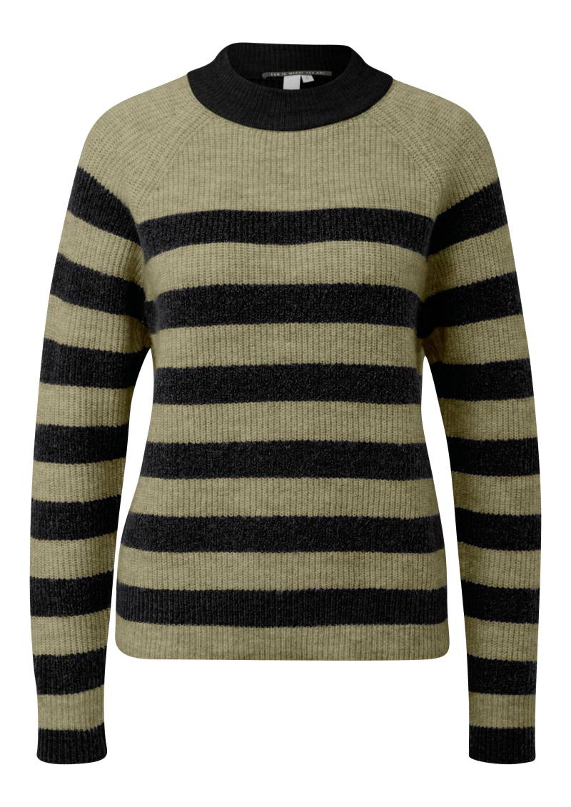 qs - Strickpullover schwarz|olive - Gr. - L von qs