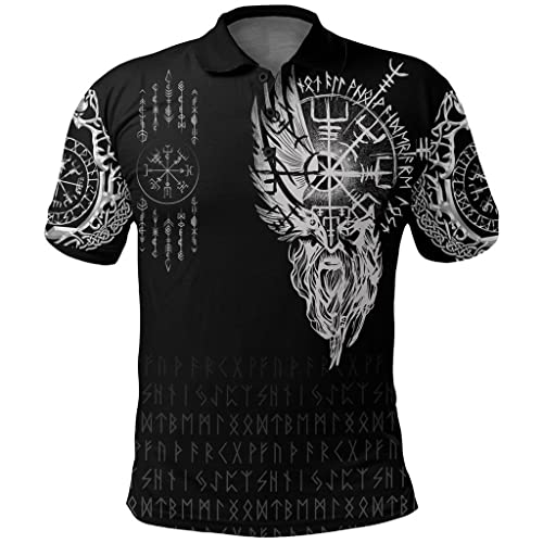 3D-Druck Wikinger Odin Kompass Vegvisir Herren Pullover Zip Hoodies Sweatshirt T-Shirt (Color : B, Size : 6XL) von qsebhnj
