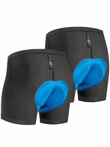 qualidyne Herren Radunterhose 4D gepolsterte Fahrradhose MTB Liner Fahrrad Unterhose Radunterhose Atmungsaktiv, Schwarz (2er-Pack), X-Large von qualidyne