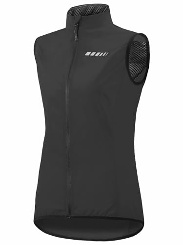qualidyne Winddichte Fahrradweste für Damen, leicht, durchgehender Reißverschluss, ärmellos, mit Tasche für Radfahren, Laufen, Schwarz, L qualidyne Winddichte Fahrradweste für Damen, leicht, durchgehender Reißverschluss, ärmellos, mit Tasche für Radfahren, Laufen, Schwarz, L von qualidyne