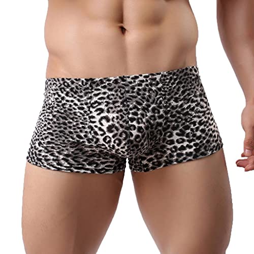 qudang Herren Boxershorts Leopard Muster Unterhose Sexy Unterwäsche Retroshorts Stretch Boxer Briefs Männer Hipster Baumwolle Slips Autmungsaktiv Herrenunterwäsche （Schwarz ，XL von qudang