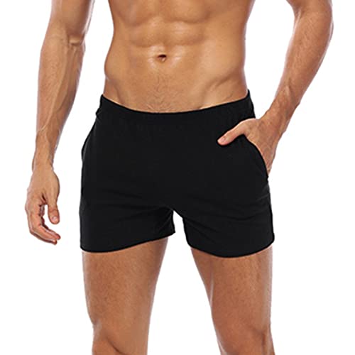 qudang Herren Boxershorts Weiter Boxer American Woven Retro Shorts Weite Retroshorts Männer Unterhosen Baumwolle Hipster Bequeme Weite Passform Boxers Short Sport Gym Fahrrad(M, Schwarz) von qudang