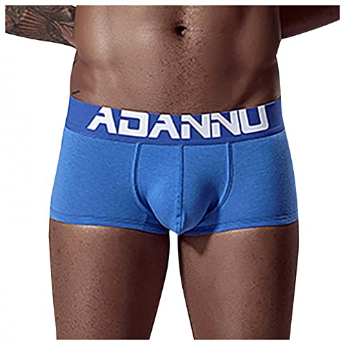 qudang Herren Boxershorts mit Bulge Beutel Classic Hipster Stretch Retroshorts Männer Sexy Unterwäsche Baumwolle Unterhose Autmungsaktiv Boxer Briefs （Blau ，M von qudang