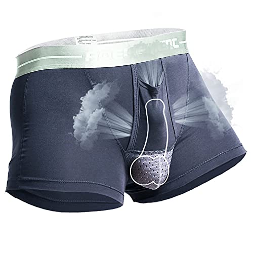 qudang Herren Boxershorts mit Bulge Beutel in Physiologische Gesundheit Design Unterhosen Männer Baumwolle Retroshorts Stretch Hipster Autmungsaktiv Boxer Short Briefs （Grau ，5XL von qudang