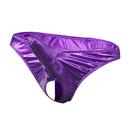 qudang Herren Elefanten Strings Leder-Optik Unterwäsche sexy Slips Männer Tanga Lustige Low-Rise G-String Lover Geschenk Sport Hipster Reizunterwäsche Mann Reizwäsche （XL ，Lila von qudang