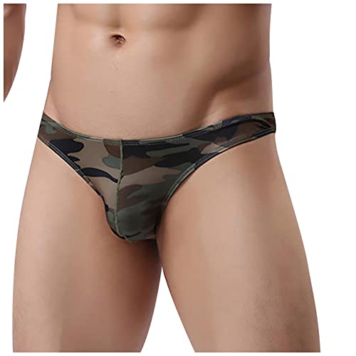 qudang Herren Strings Camouflage Mini Slips Tanga Unterwäsche Low Rise Bikini Männer Unterhosen Stretch Micro Thong Bequeme elastisch Strings T-Back Bademode Dessous （XL ，Tarnung von qudang