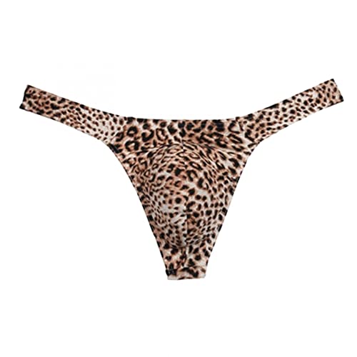 qudang Herren Strings Tanga Leopard Unterwäsche Mini Slips Briefs Sexy Tanga Männer Unterhose Atmungsaktive Low Rise T-Back Bikinis Erotik Unterwäsche Thong Höschen （Kaffee ，XL von qudang