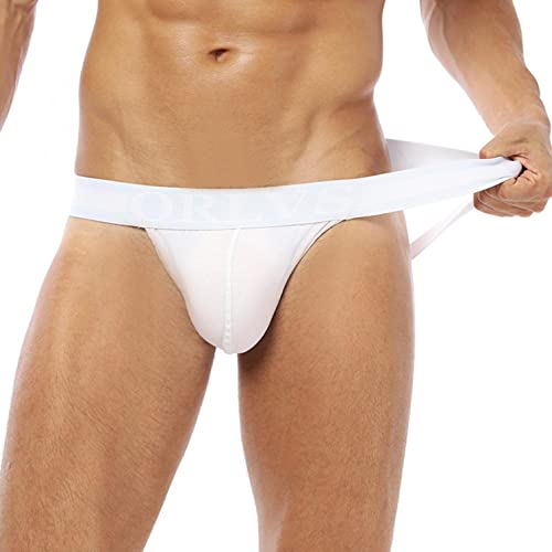 qudang Jockstrap Herren String Tanga,Unterwäsche Baumwolle Männer Slips Thong G-String Sport Sportunterwäsche Low-Rise String Gay Suspensorium Tiefschutz elastisch(M, Weiß) von qudang