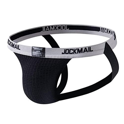 qudang Jockstrap Herren Tanga Männer String Sport Baumwolle Unterwäsche Fahrrad Gym Pack Breathable Zeige Die Hüften Thong G-String Suspensorium Tiefschutz elastisch String Gay （M ，Schwarz von qudang