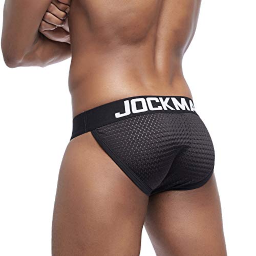 qudang Jockstrap Herren Tanga Männer String Sport Baumwolle Unterwäsche Fahrrad Gym Pack Breathable Zeige Die Hüften Thong G-String Unterhosen aus weichem Baumwoll Stretch Minislip （Schwarz, M von qudang