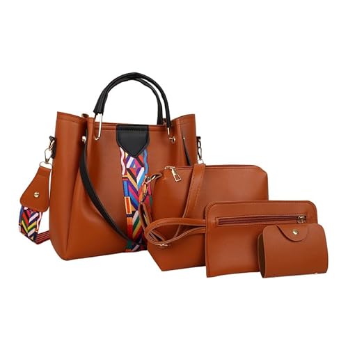 qudkdhs Crossbody Bag Leder Breiter Gurt Handtasche Damen Abnehmbar Schultergurt Premium Women's Spacious Elegant Handbags Women's Shopper Shoulder Tote PU Leather Medium with Handle Shoulder von qudkdhs