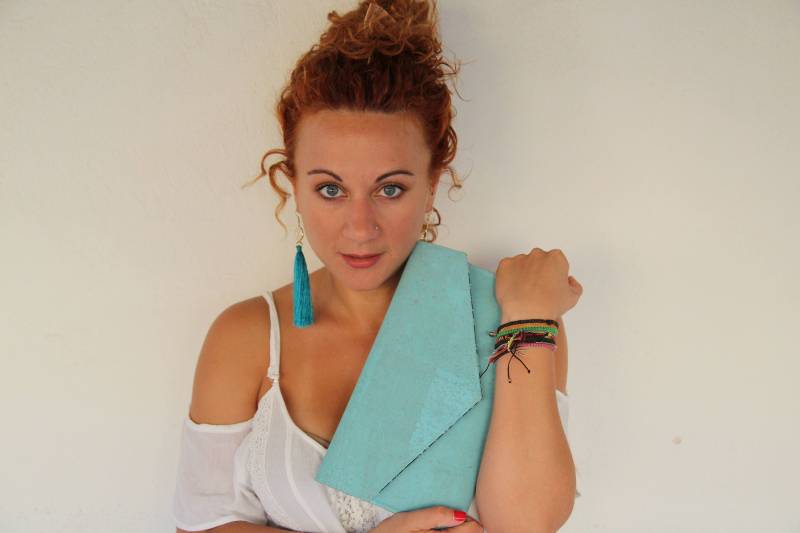 Hellblaue Kupplung-Chic Kupplung-Umweltfreundliche Geldbörse-Vegan Tasche-Handgemachte Tasche-Geschenk Für Sie-Vegan Geschenk-Kork Tasche-Kork von queserabags