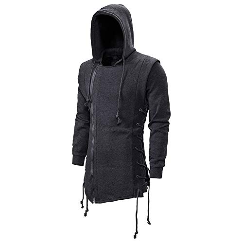 qulvyushangmaobu Herren Kapuzensweatjacke Hooded Jacket Hoodie mit Reißverschluss Kapuzenpullover Assassin Creed Dunkle Krawatte Slim Fit Kapuzenmantel Zipper Hoodies Mit Seitlicher Zurrung von qulvyushangmaobu