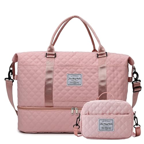 Reisetasche für Damen, mit Kulturbeutel und Schuhfach, Nasstasche, Handgepäcktasche für Frauen, Reisen, Fitnessstudio, Wochenende, Krankenhaustasche für Arbeit und Lieferung, Pink, Freizeit, Sport Reisetasche für Damen, mit Kulturbeutel und Schuhfach, Nasstasche, Handgepäcktasche für Frauen, Reisen, Fitnessstudio, Wochenende, Krankenhaustasche für Arbeit und Lieferung, Pink, Freizeit, Sport von quvup