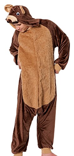 R-Dessous Bären Kostüm Herren Teddy Bär Tier Jumpsuits Overall Bärenkostüm Verkleidung Karneval Halloween, Braun, Herstellergroesse L/XL (54-56-58-60) von r-dessous