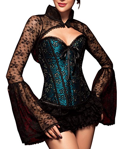 r-dessous Corsagenbluse schwarz Bolero Spitze Jäckchen Dirndl Bluse Damen Mode Groesse: L/XL von r-dessous