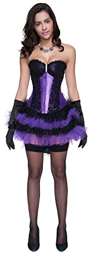 r-dessous Corsagenkleid Corsage + Tutu Rock Mini Kleid lila kurz Partykleid Can Can Steampunk Groesse: L von r-dessous