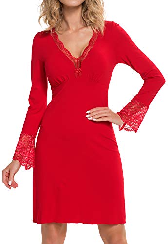 r-dessous Exklusives Damen Langarm Nachtkleid Negligee Sleepshirt Viskose Nachtwäsche Nachthemd Dessous Groesse: 4XL von r-dessous