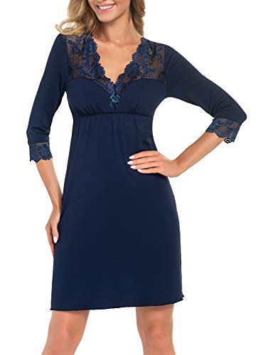 r-dessous Exklusives Damen Nachtkleid Langarm Negligee Sleepshirt Viskose Nachtwäsche Nachthemd Dessous Groesse: 4XL von r-dessous