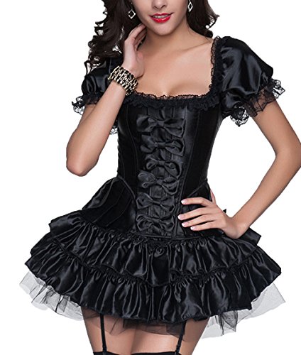 r-dessous sexy Corsagenkleid Corsage + Rock Mini Kleid schwarz kurz Cocktailkleid Partykleid Abendkleid Gothic Groesse: S von r-dessous
