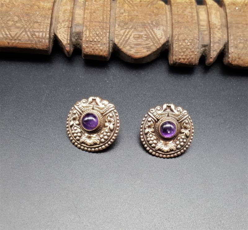 Schöne Vintage Silber Ohrstecker Mit Amethyst von rabahvintage