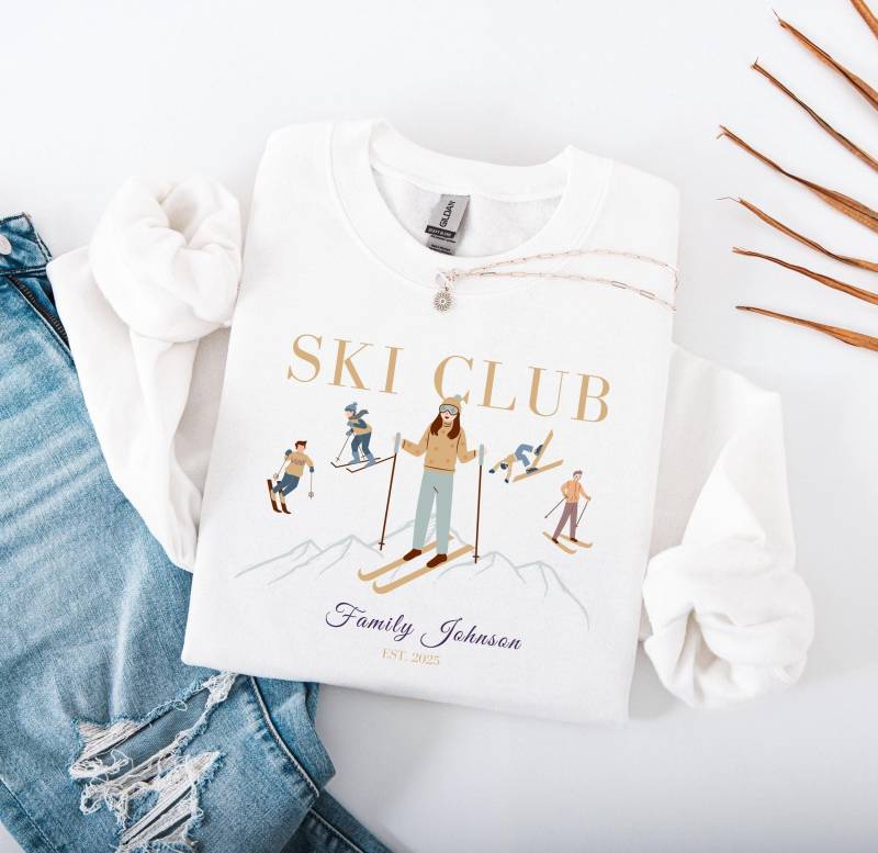 Benutzerdefiniertes Ski-Familien-Shirt, Ski-Reise 2025 Sweatshirts, Passende Familienurlaub Benutzerdefinierte T-Shirts, Passendes Ski-Gruppen-Shirt von rabealisaDESIGN