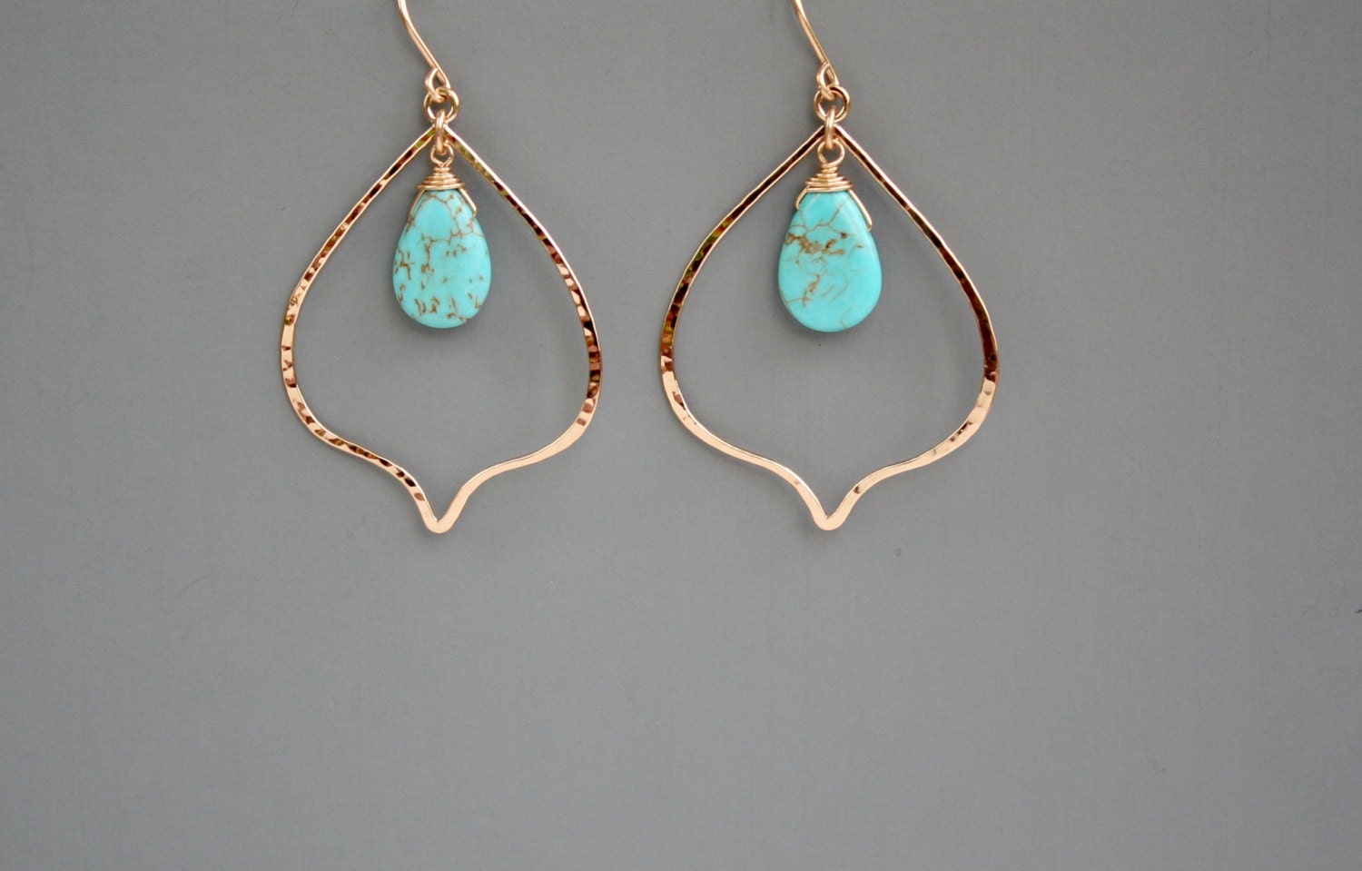 14K Gold Gefüllte Lotus Mit Türkis Ohrringe, Rachel Wilder Handmade Jewelry von rachelwilder