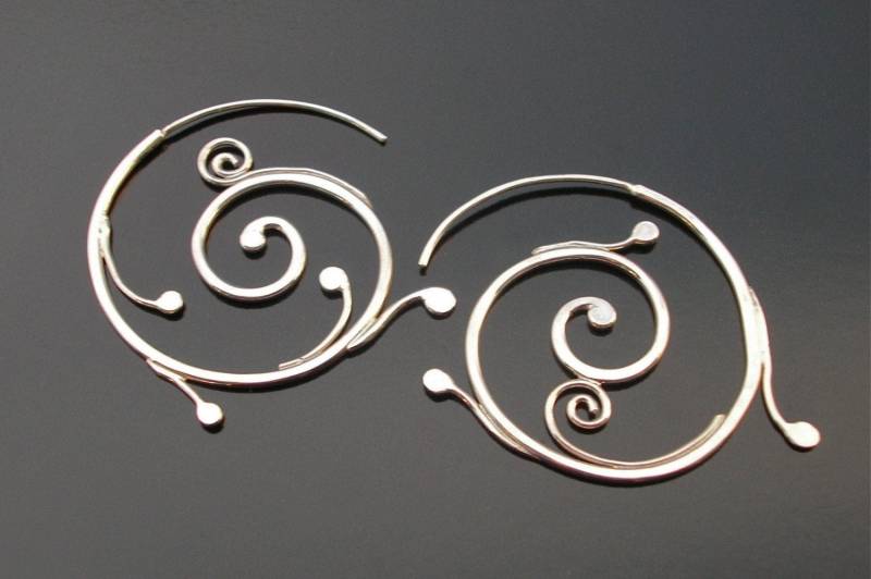 Große Sterling Silber Spiralfaden Ohrringe, Rachel Wilder Handgemachter Schmuck von rachelwilder