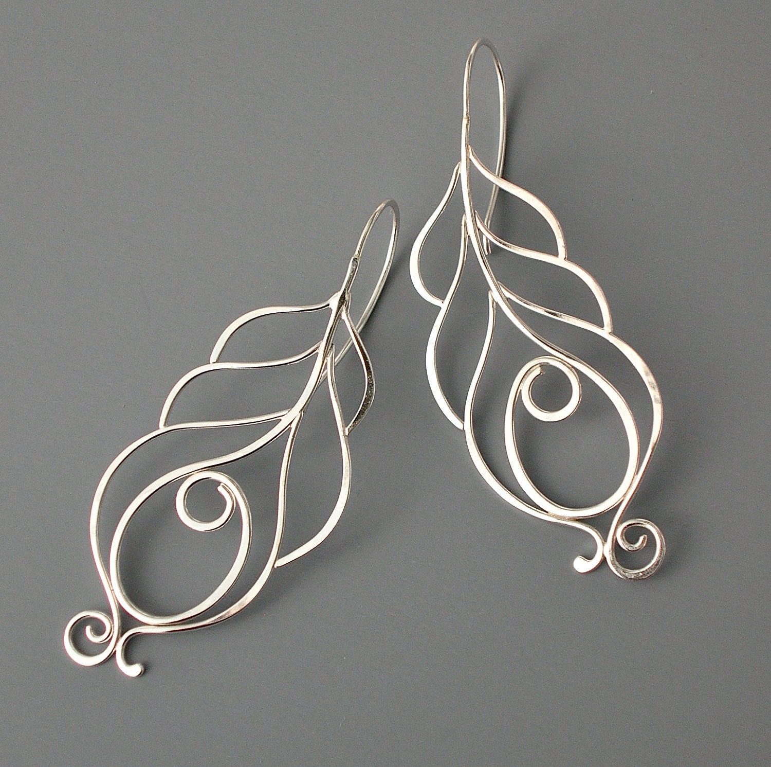 sterling Silber Pfauenfeder Ohrringe, Pfau, Rachel Wilder Handmade Jewelry, Asheville, Png von rachelwilder