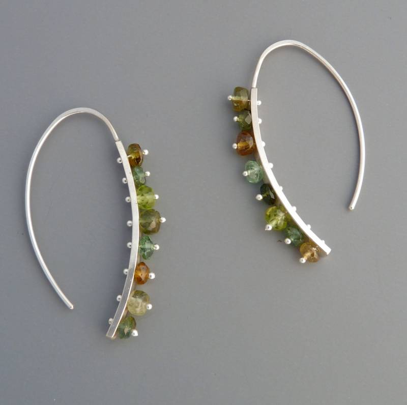 sterling Silber Thread Ohrringe Mit Granat Oder Turmalin Edelsteinen, Rachel Wilder Handmade Jewelry von rachelwilder