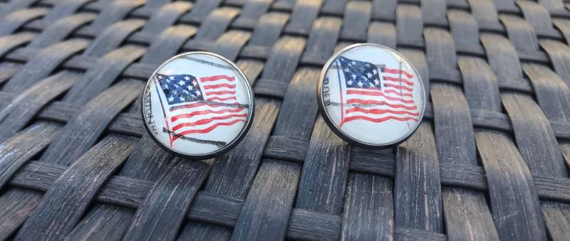 Usa Flagge Briefmarke Silber Ohrstecker von rachiedaze