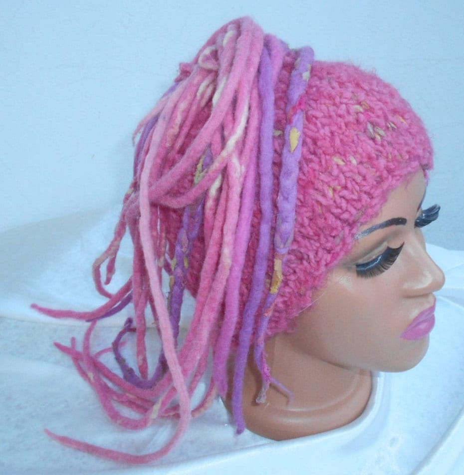 Handgestrickte Mütze Mit Wooldreads, Boho Hippy, Sofort Zu Senden, Für Damen & Teenager von radugafelt