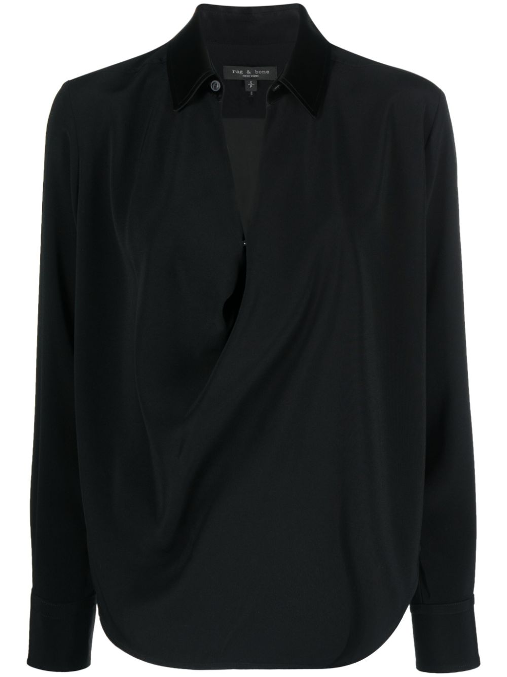 rag & bone Drapierte Satinbluse - Schwarz von rag & bone