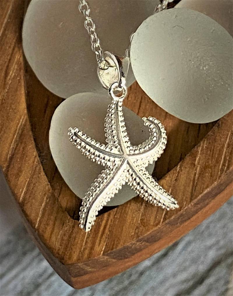 Kette Silber, Seestern, Anhänger, Halsschmuck, Maritimes, Filigraner Kettenanhänger von raikabeads
