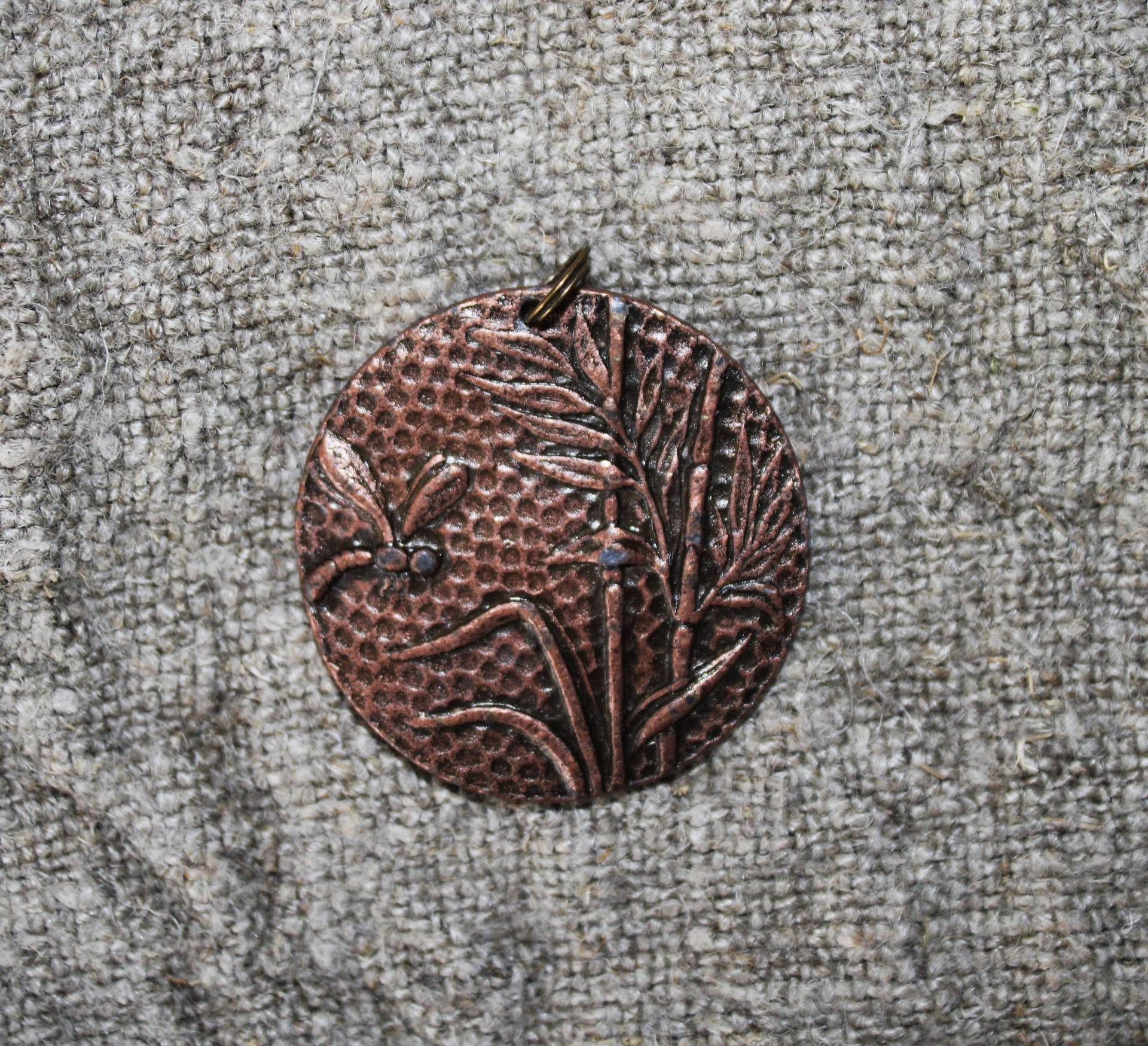 Kettenanhänger, Anhänger, Bronze Anhänger Mit Muster, Ø 42 Mm von raikabeads